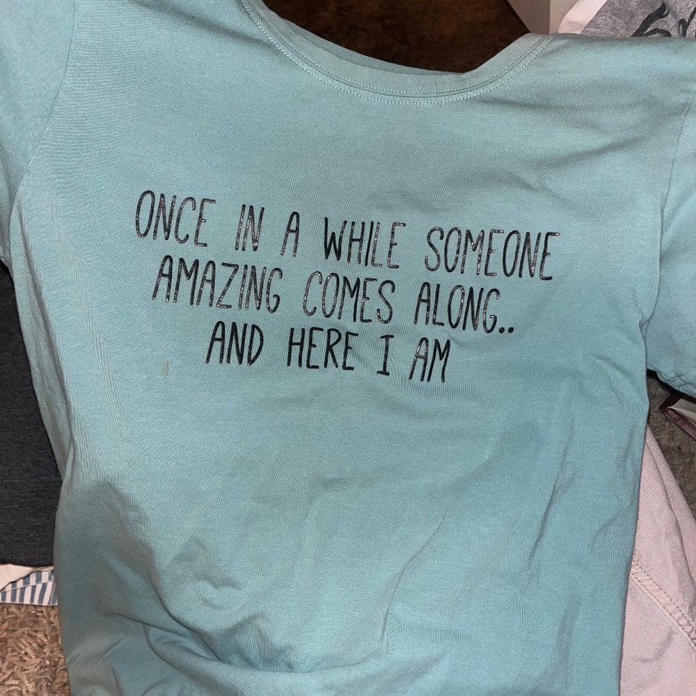 light teal tee shirt